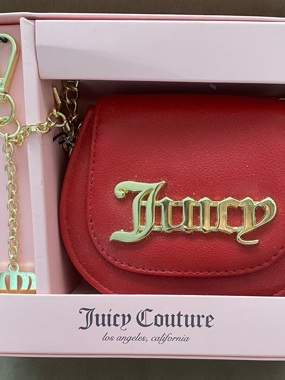 Juicy Couture Red Mini Shoulder Bag with Gold Logo Accent